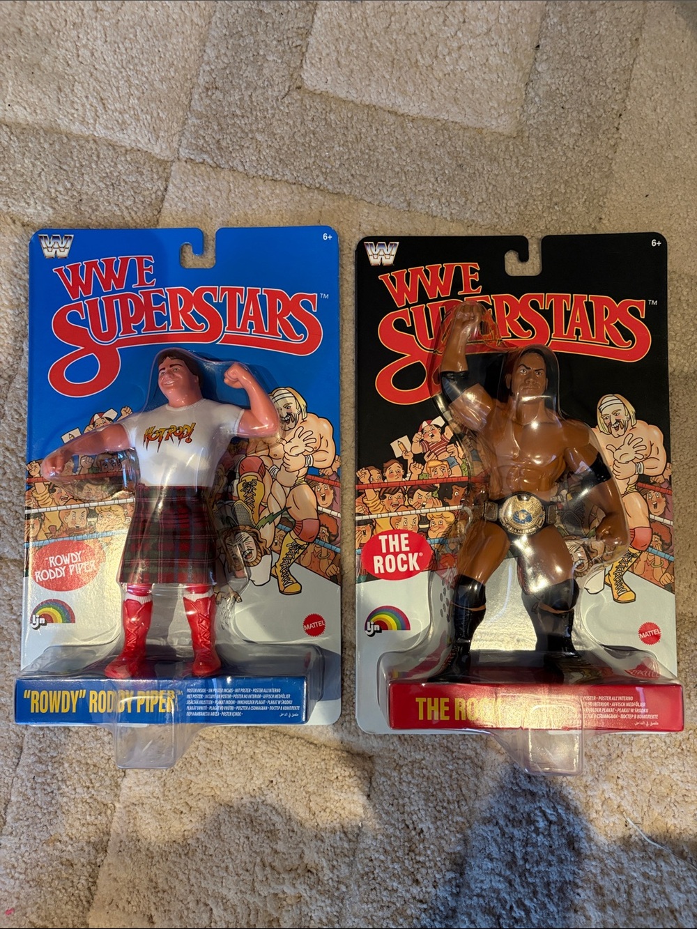 WWE LJN Superstars Action Figures - ROWDY PIPER & The ROCK